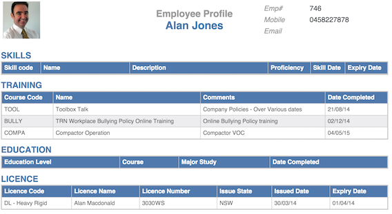 easyAllocate Asset module - employee profile